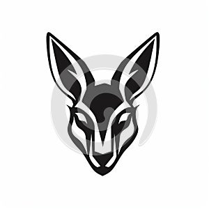 Black And White Antelope Head Logo With Mischievous Feline Motif