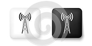 Black and white Antenna icon isolated on white background. Radio antenna wireless. Technology and network signal radio