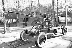 Black and white antiaircraft gun