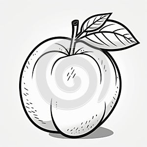 Black And White Apple Illustration With Streamlined Design