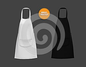 Black and white aprons mockup in front view