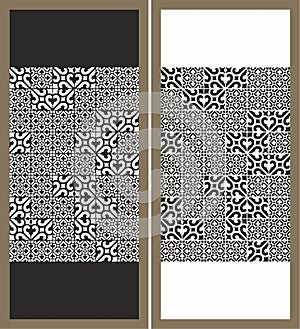 Black and white arabic geometric seamless pattern, vector. cdr x6