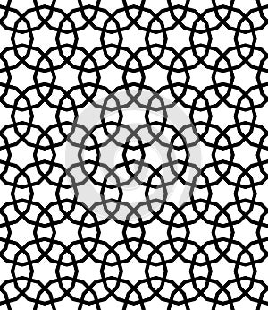 Black and white arabic geometric seamless pattern, vector.