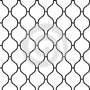 Black and white arabic traditional quatrefoil seamless pattern, vector