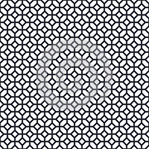 Black and white arabic vector background. Monochrome islamic seamless pattern. Tradition fence geometric ornament