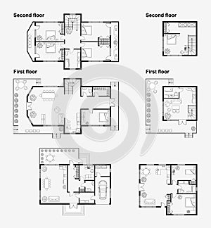 Black and White architectural plans