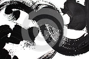 Black and white art/ Abstract art background. Acrylic painting on canvas. Color texture. Fragment of artwork. Brushstrokes