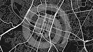 Black and white Austin city area vector background map, streets and water cartography illustration