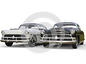 Black and white awesome vintage cars - side by side