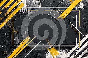 A black and white background with a white frame and a black square in the middle