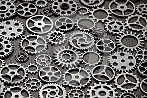 Black and white background with metal gears.