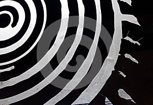 Black and white background pieces of circle graphics symbol