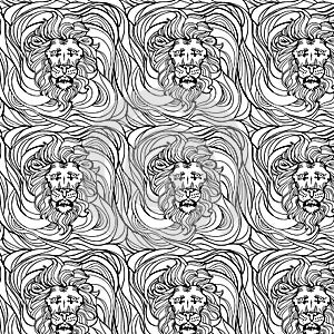 Black and white background sketch of lions