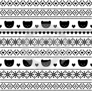 Black and white background with teddy bears for winter holidays.