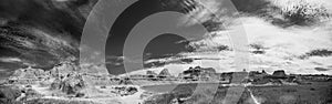 Black and white badlands panorama photo