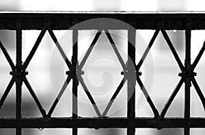 Black and white balcony fence background