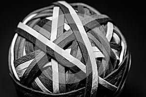 Black and White Ball of Rubberbands