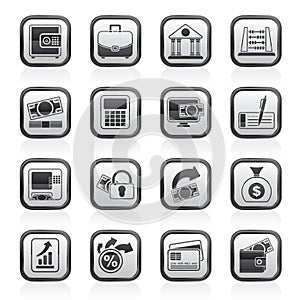 Black and white bank, business and finance icons