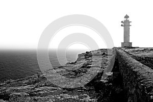 Black and white Barbaria cape lighthouse photo