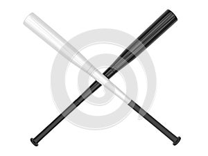 Black and white baseball bats crossed