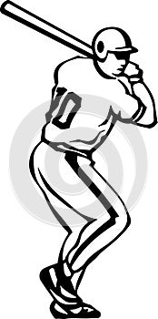 Black and White Baseball Batter Illustration