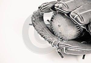 Black and White Baseball and Glove