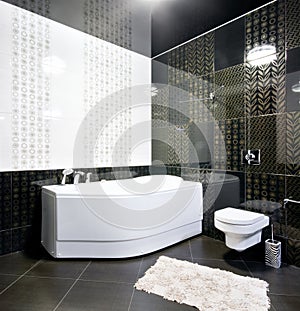 Black and white bathroom interior