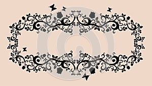 Black white beautiful illustration of floral ornament
