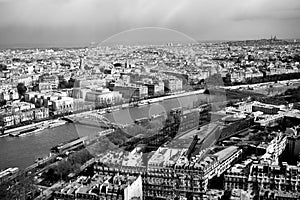 Black and white beautiful view of Paris