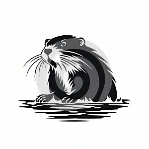 Black And White Beaver Icon: Graphic Symbolism Illustration