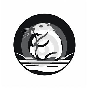 Black And White Beaver Icon On White Background