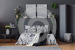Black and white bedclothes photo