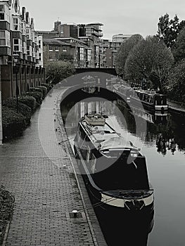 Black and white of birmingham canal