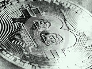 Black and white bitcoin draw charcoal efect photo
