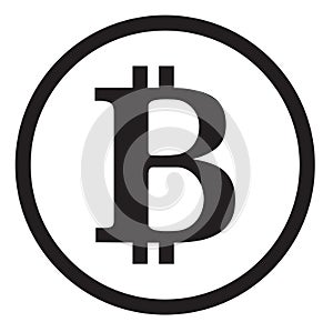 Black and white bitcoin. The icon for internet money.