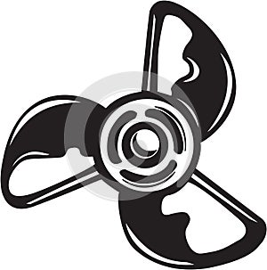 Black and White Boat Propeller Illustration