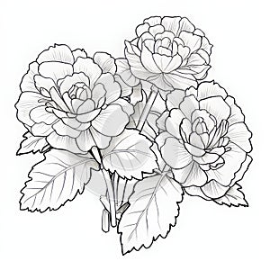 Black And White Bouquet Roses Coloring Pages