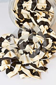 Black and white bow tie pasta