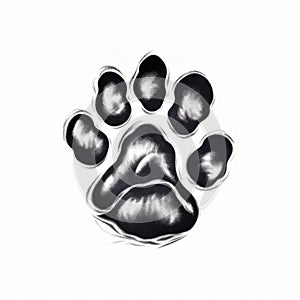 Black And White Boxer Paw Print Drawing