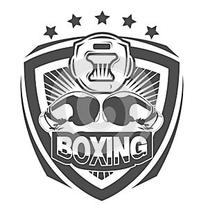 Black and white Boxing Gloves label