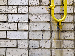 Black and white brick texture with scratches and cracks. Old vintage brick wall pattern. Brick work background