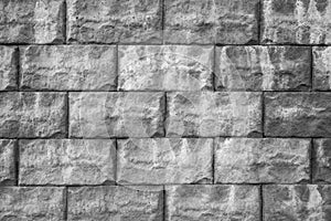 Black and white brick wall background. Detail of a Black and white brick wall texture.