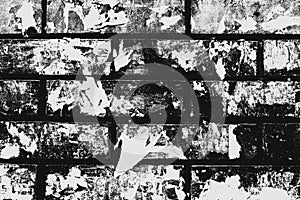 Black and white brick wall pattern as background photo
