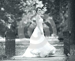 black and white bride portrait