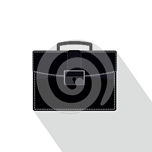 Black and white briefcase icon. Vector illustration.