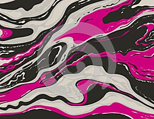 Black and White Brink Pink Inkscape Suminagashi Kintsugi Japanese Ink Marbling Paper Abstract Art