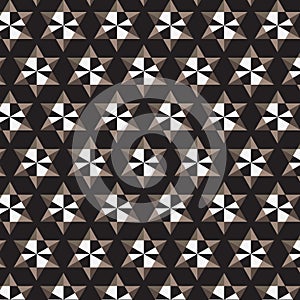 Black white brown star striped pattern black background