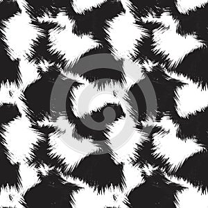 Black and White Brush Stroke Camouflage Abstract Seamless Pattern Background