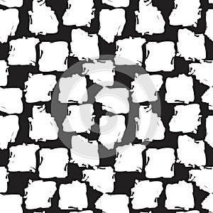 Black and White Brush Stroke Camouflage Abstract Seamless Pattern Background