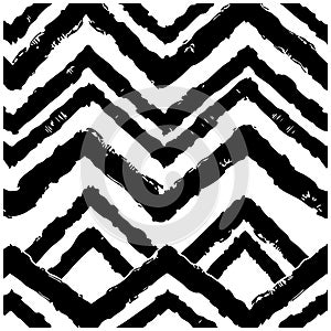Black And White Brush Stroke Zigzag Pattern Seamless Background abstract